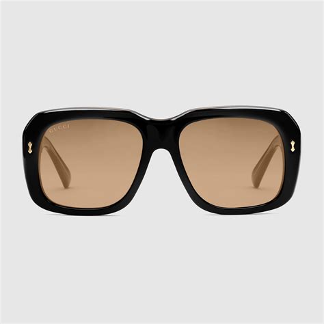 gucci 504306 j0070 444|Rectangular frame sunglasses in black acetate .